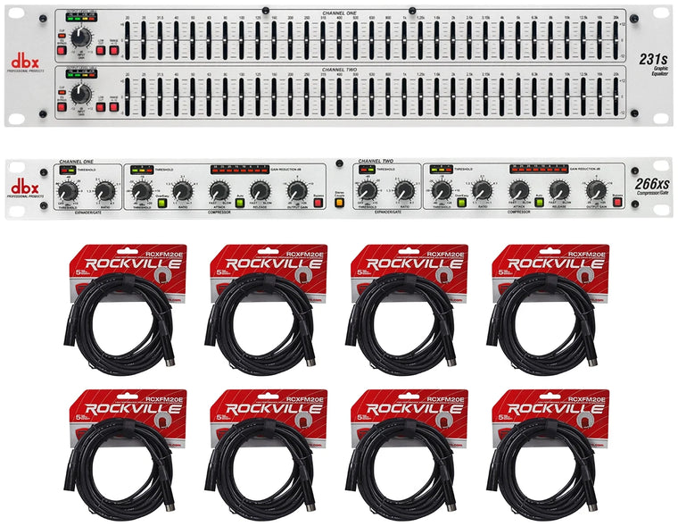 DBX 231S Dual 31 Band Graphic Equalizer Audio Rack Mount EQ+Compressor+Cables